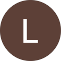 Brown circle with white letter "L".